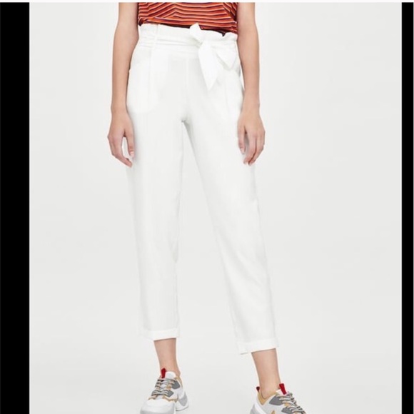 Zara White Paper Bag Pants - Picture 4 of 4